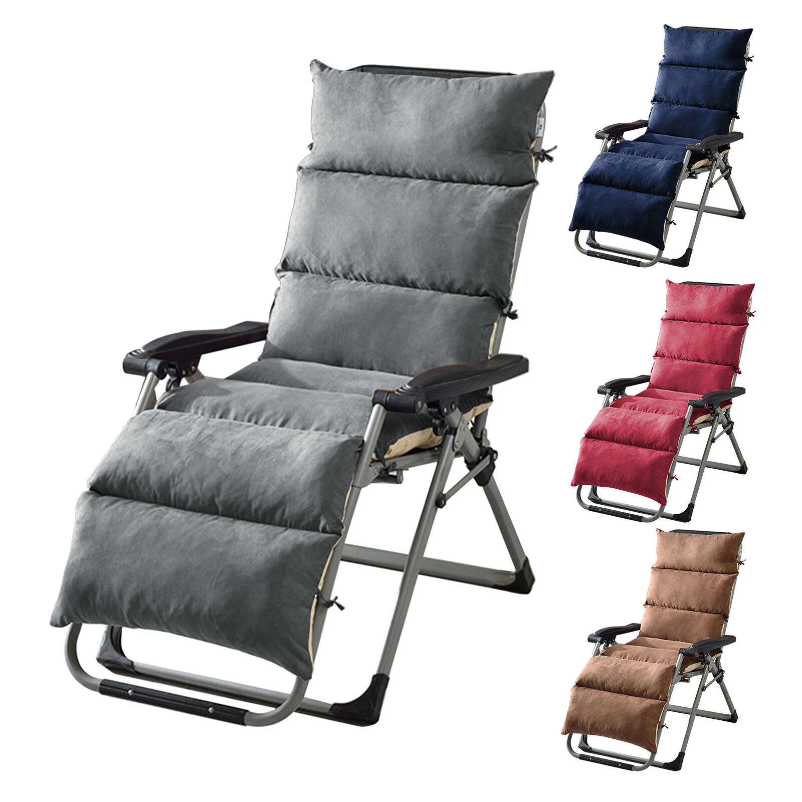 Extra Thick Chaise Lounge Cushion Soft Suede Lounger Mattress 49" 61" 69" Pad