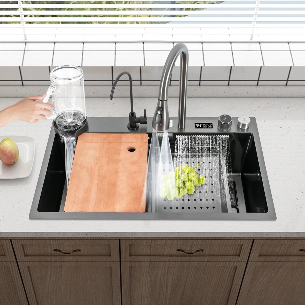 Multifunctional Digital Display Sink Workstation Kitchen Sink w/Pull-Out Faucet
