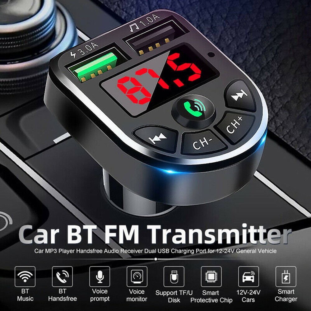 Car 2-Port USB Charger Bluetooth FM Transmitter Wireless Adapter MP3 Radio