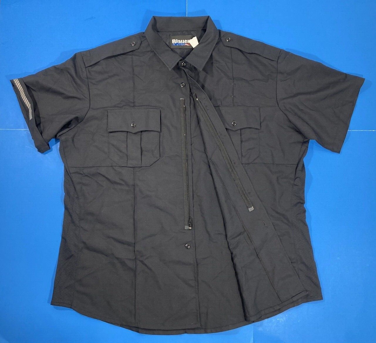 NEW BLAUER MENS 8916 SHORT SLEEVE RAYON SUPERSHIRT ZIP SHIRT DARK NAVY LG TALL