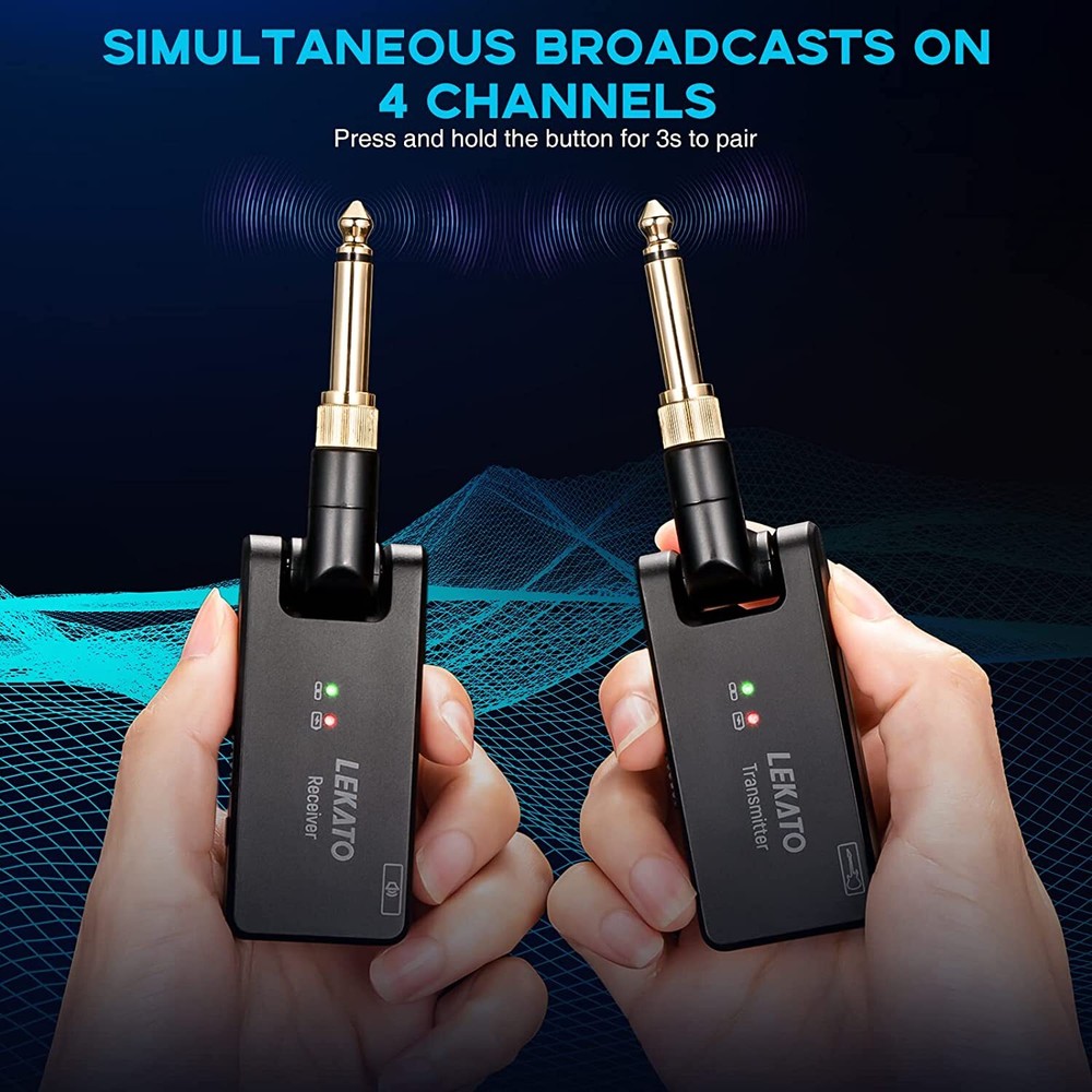 LEKATO Wireless Guitar System Rotable Transmitter Receiver w/Charging Box,30 M