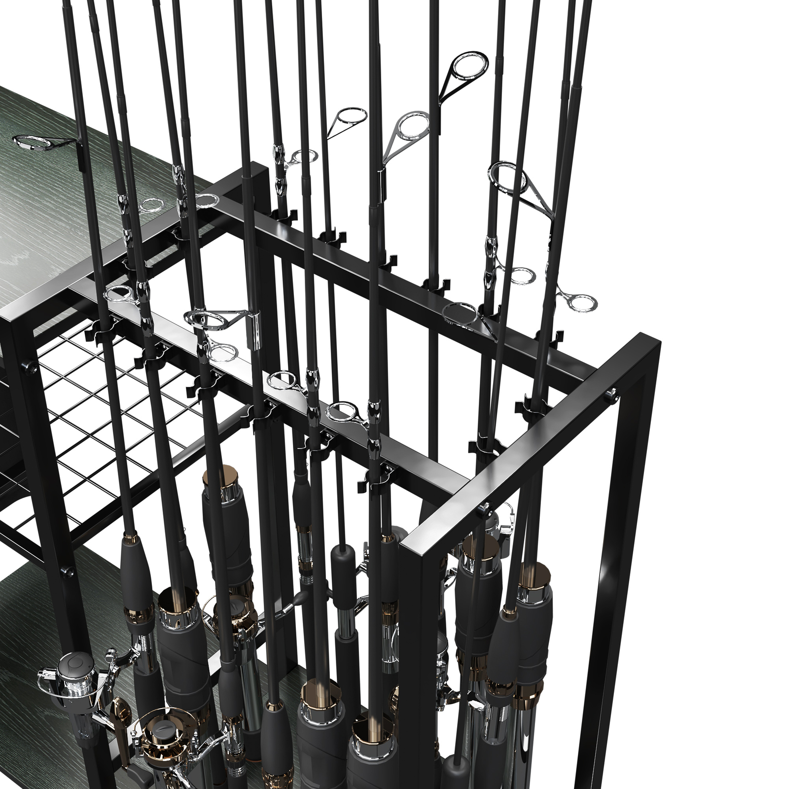 TC-HOMENY 16Rod Fishing Rod Holder Rack Fishing Gear Equipment Tackle Organizer