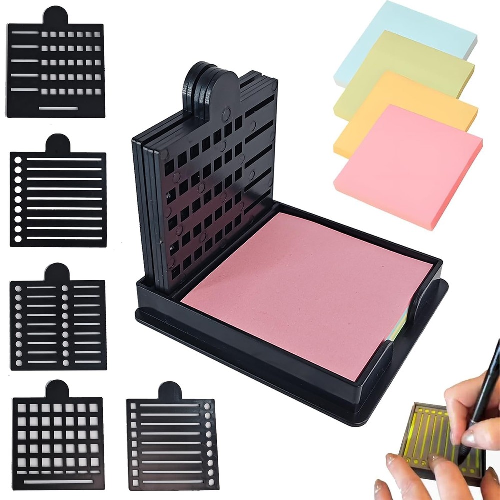 2025 New Sticky Note Stencil, Sticky Note Holder with Five Templates, Suitabl...