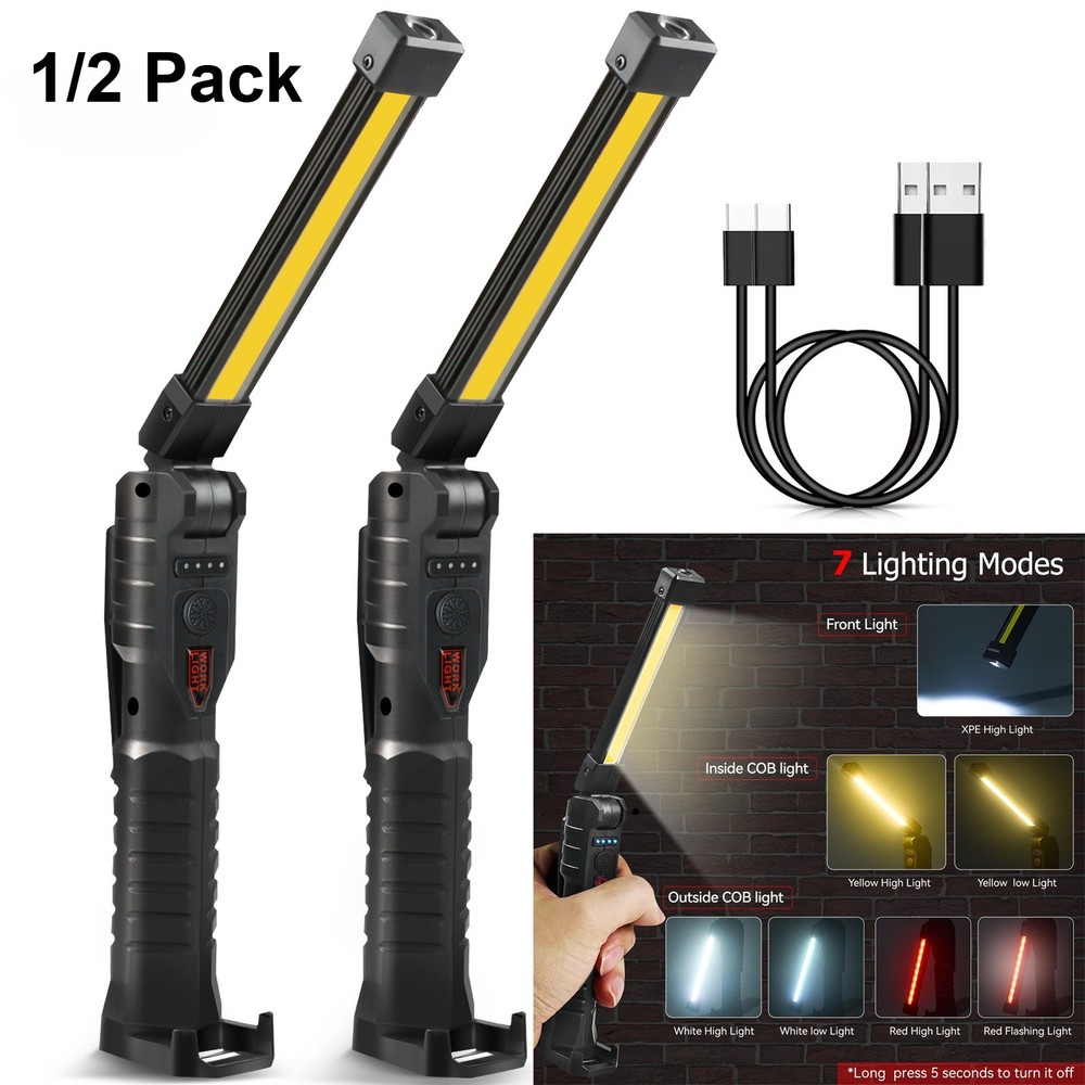 Rechargeable LED COB Work Light Magnetic Flashlight 7 Modes Mechanic Light Tools