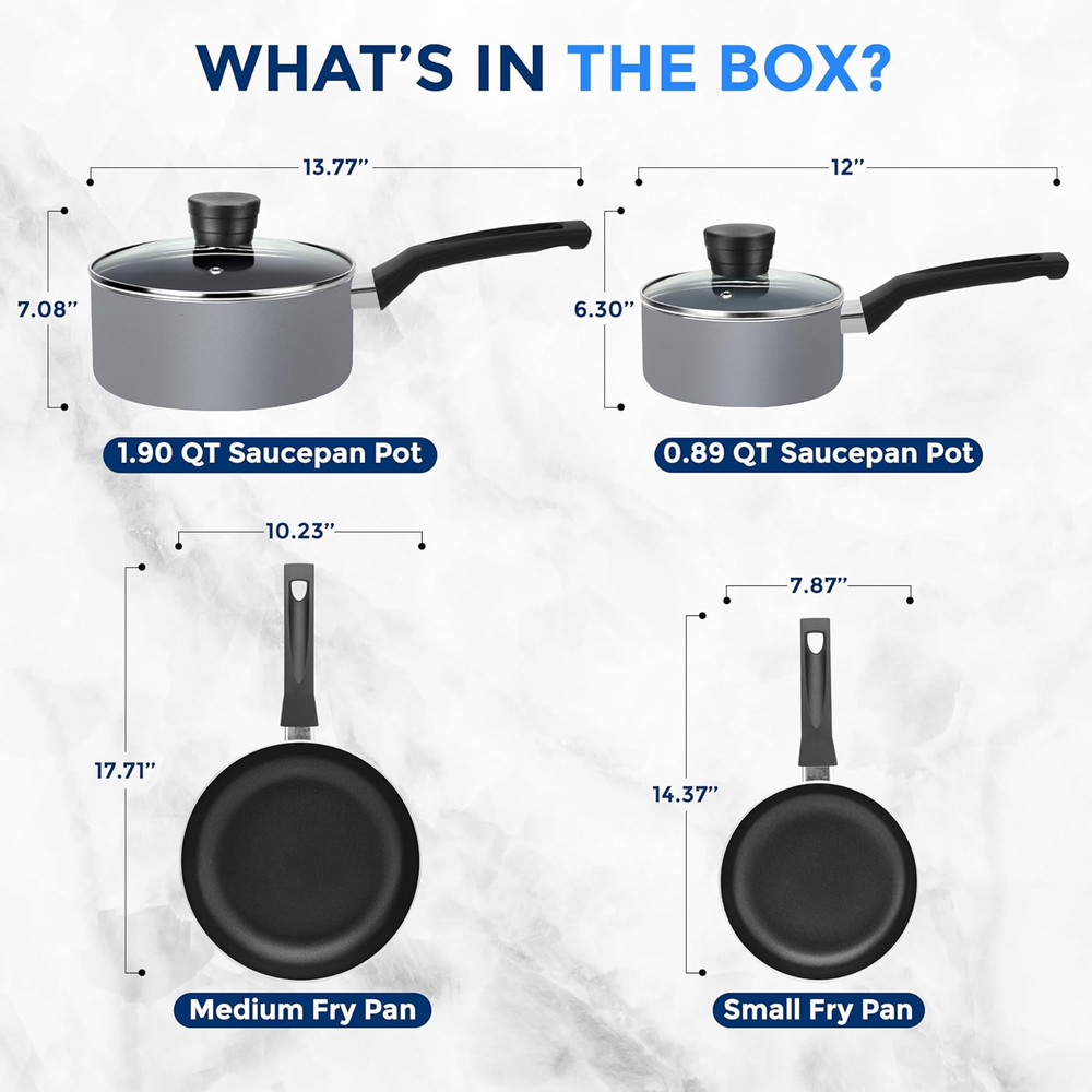Kitchenware Pots and Pans Set, Basic Kitchen Nonstick Cookware Set, Heat Resista