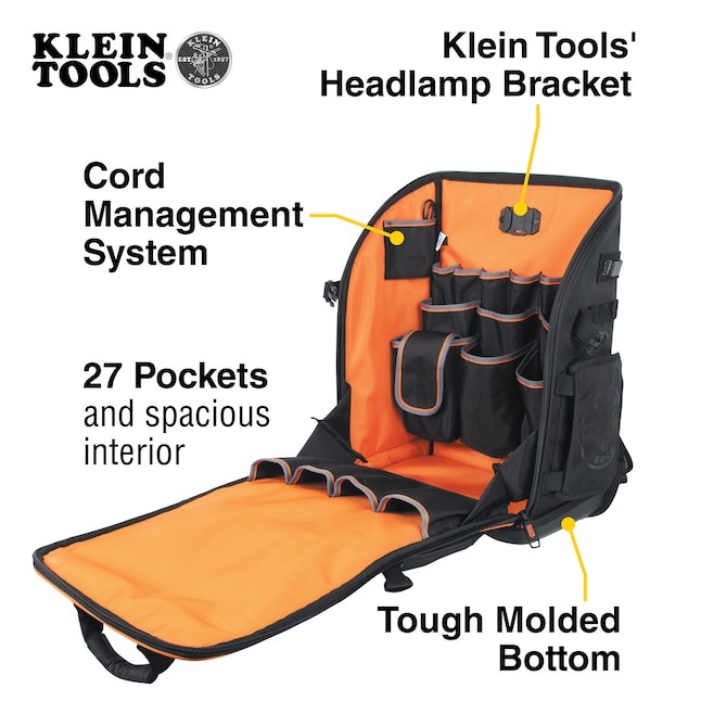 Klein Tools Tradesman Pro Tool Station Tool Bag Backpack, 27 Pockets