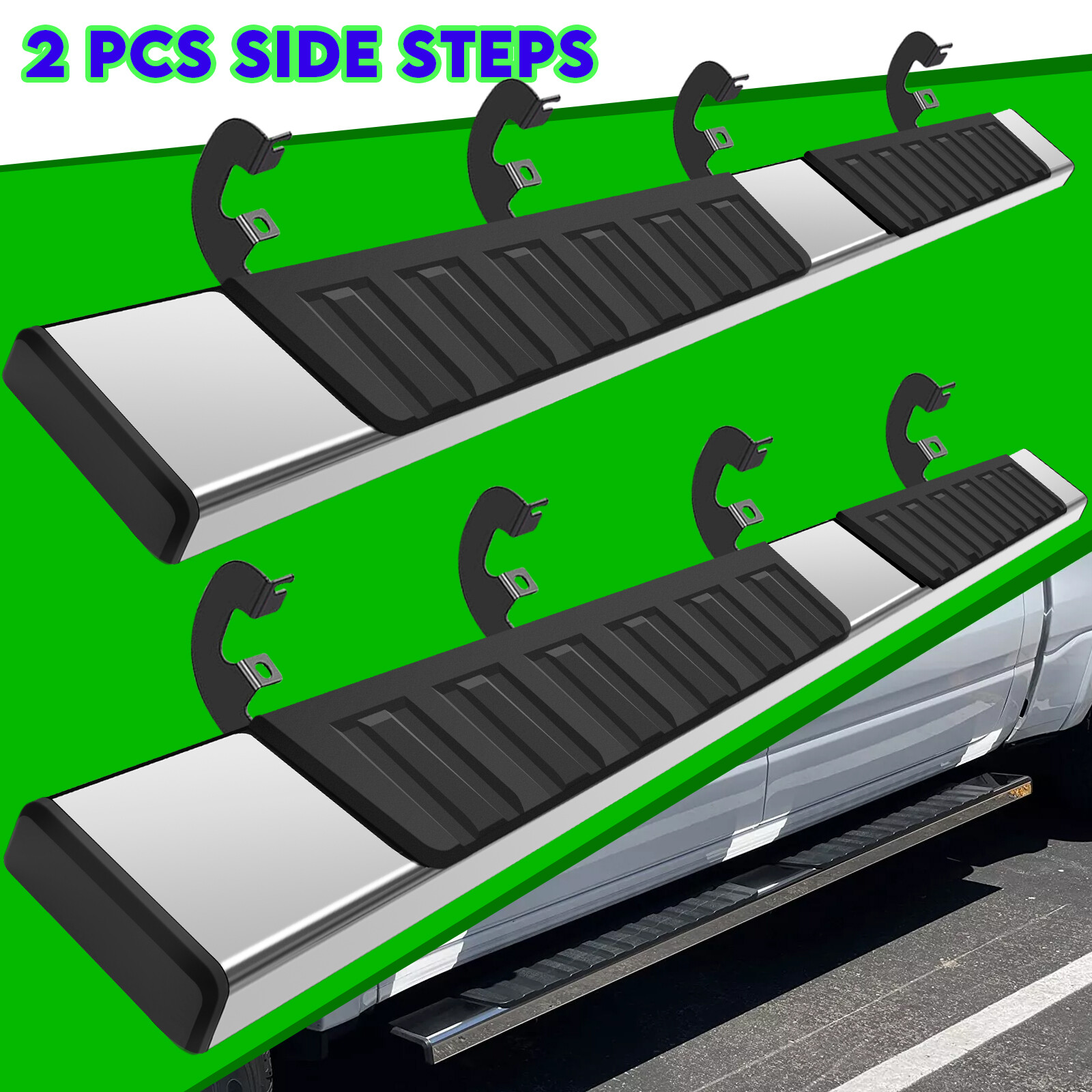 6" For 2019-2024 Silverado/GMC Sierra Crew Cab Nerf Bar Running Board Side Step