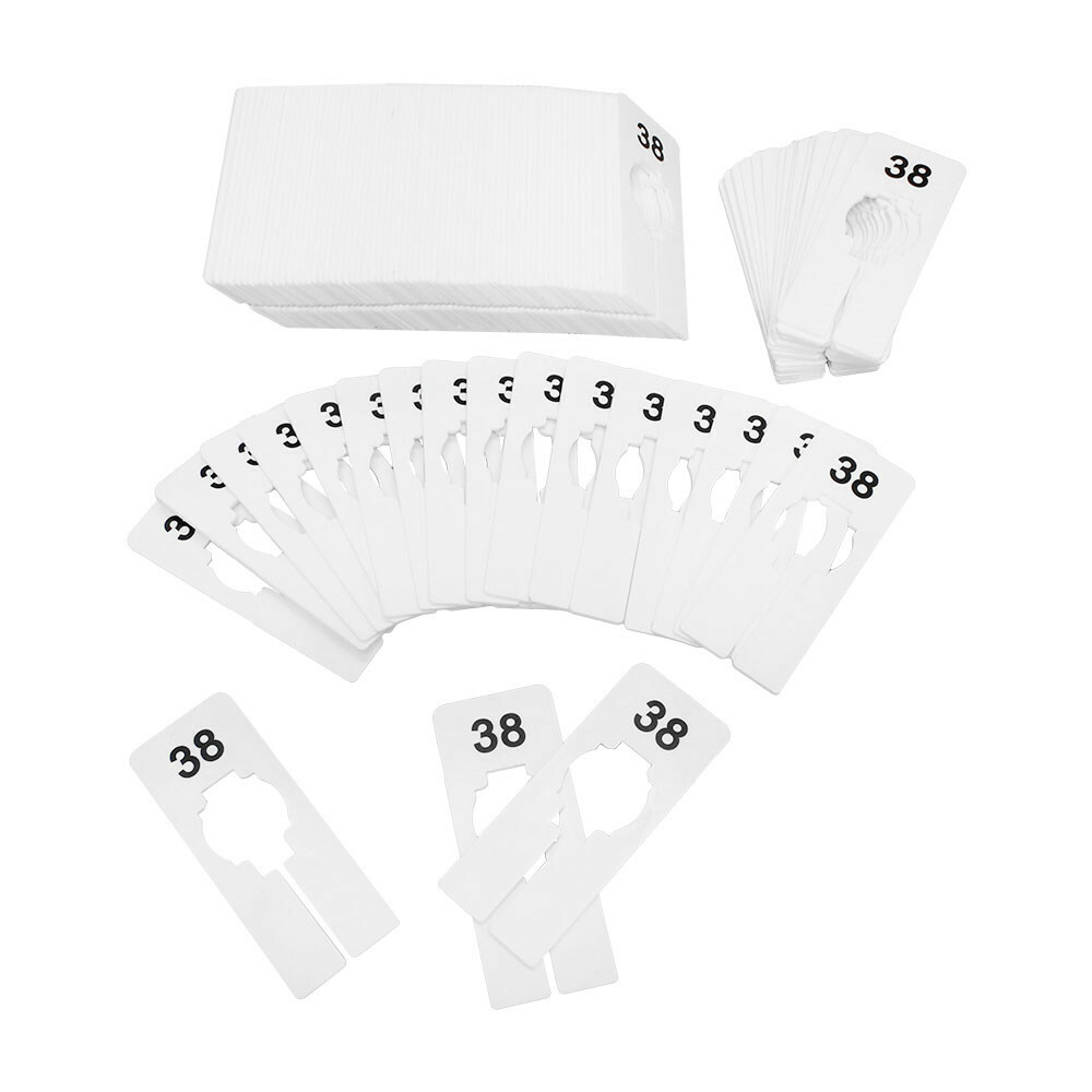 10 PC 2" x 5" Clothing Rack Size 38 Dividers Hangers White Plastic Rectangular