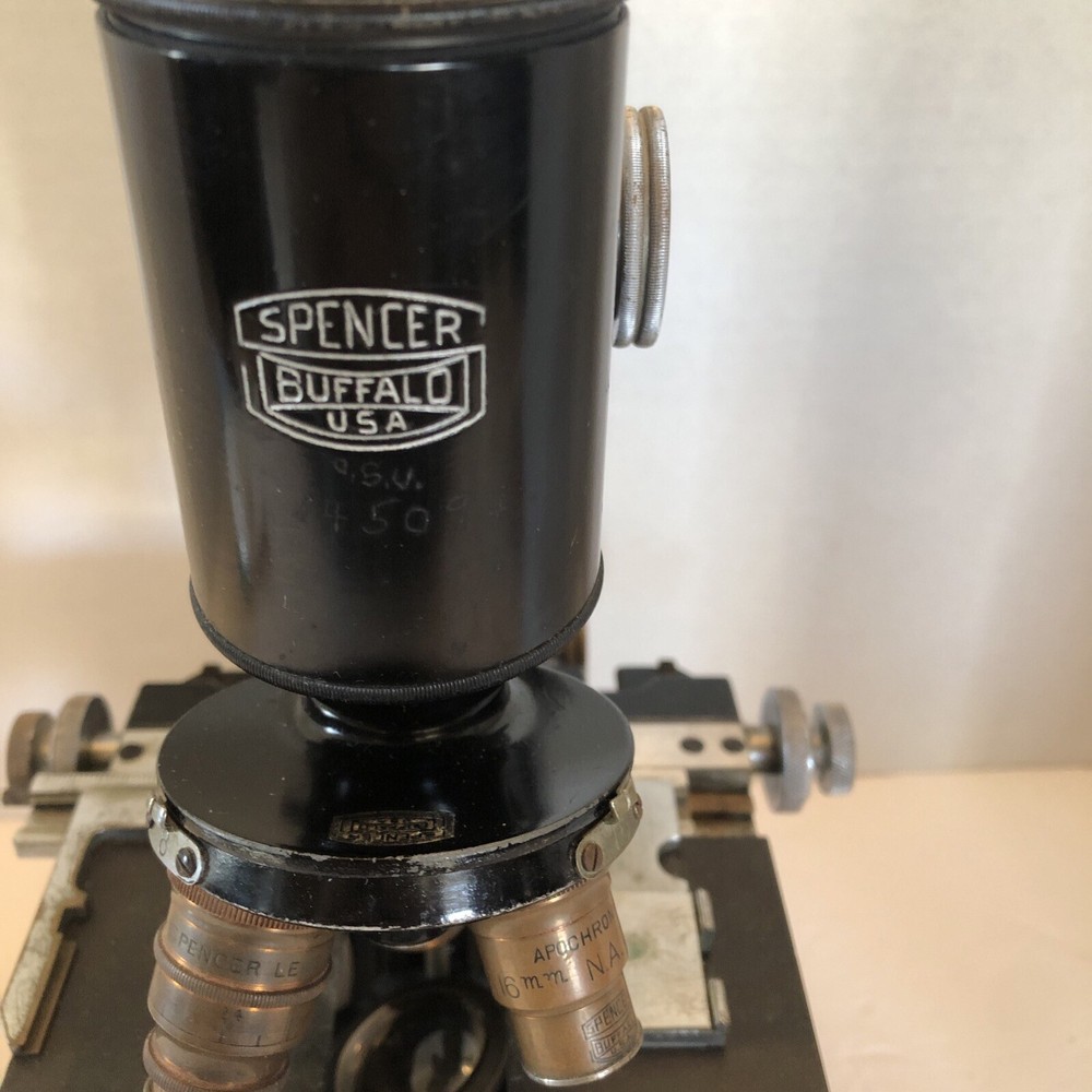 Rare Vintage Spencer Buffalo Stereo Microscope Three Objectives