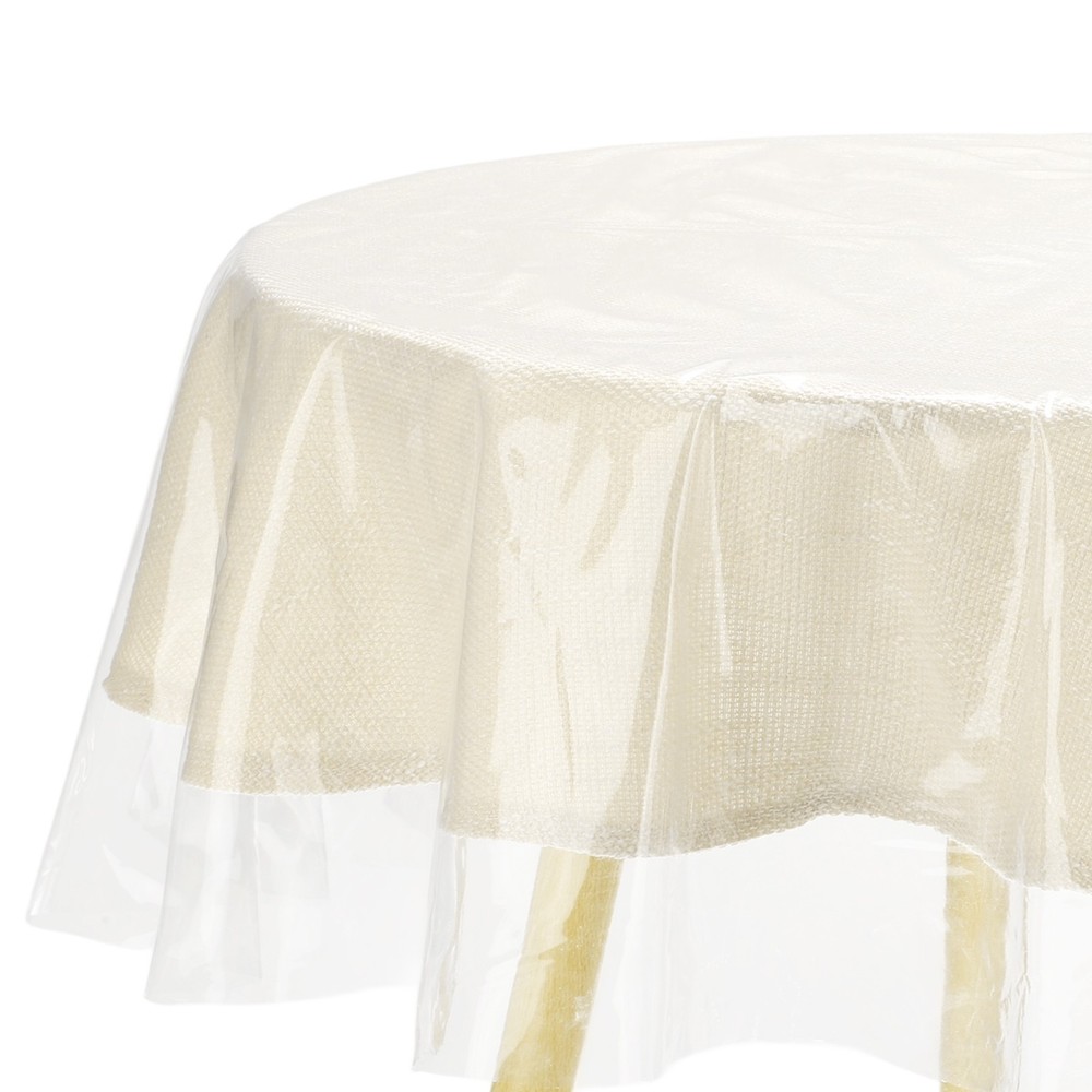 47 Inch Clear Plastic Tablecloth, Round Vinyl Table Cover Protector