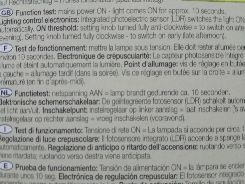 Steinel Sensor Light Twilight Lamp System Aut. sensor switching