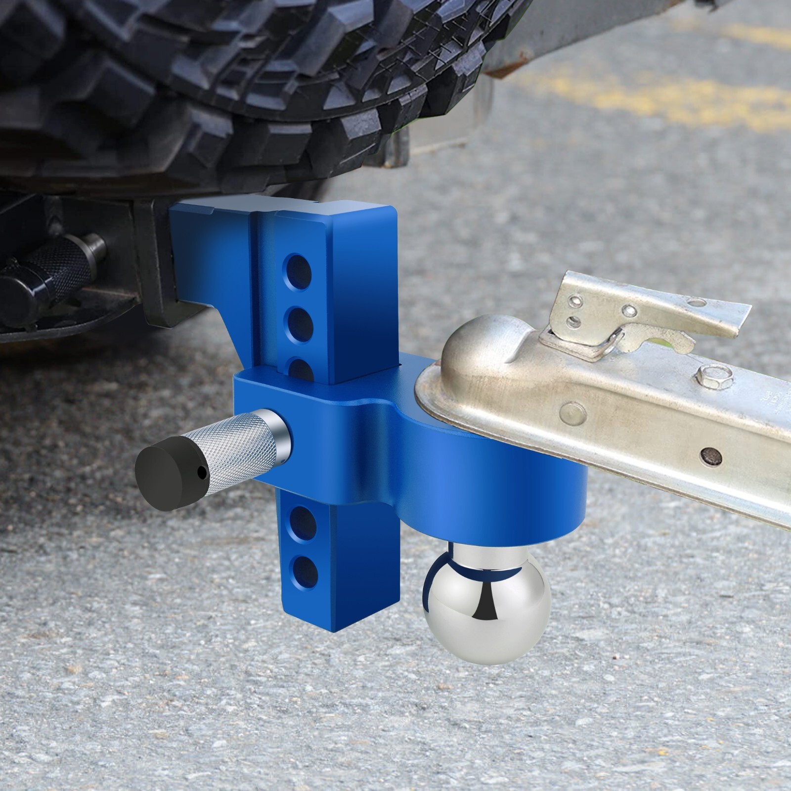 Adjustable Aluminum Trailer Hitch Mount 2"&2-5/16" Dual Ball 2 Locks 10Klb Blue