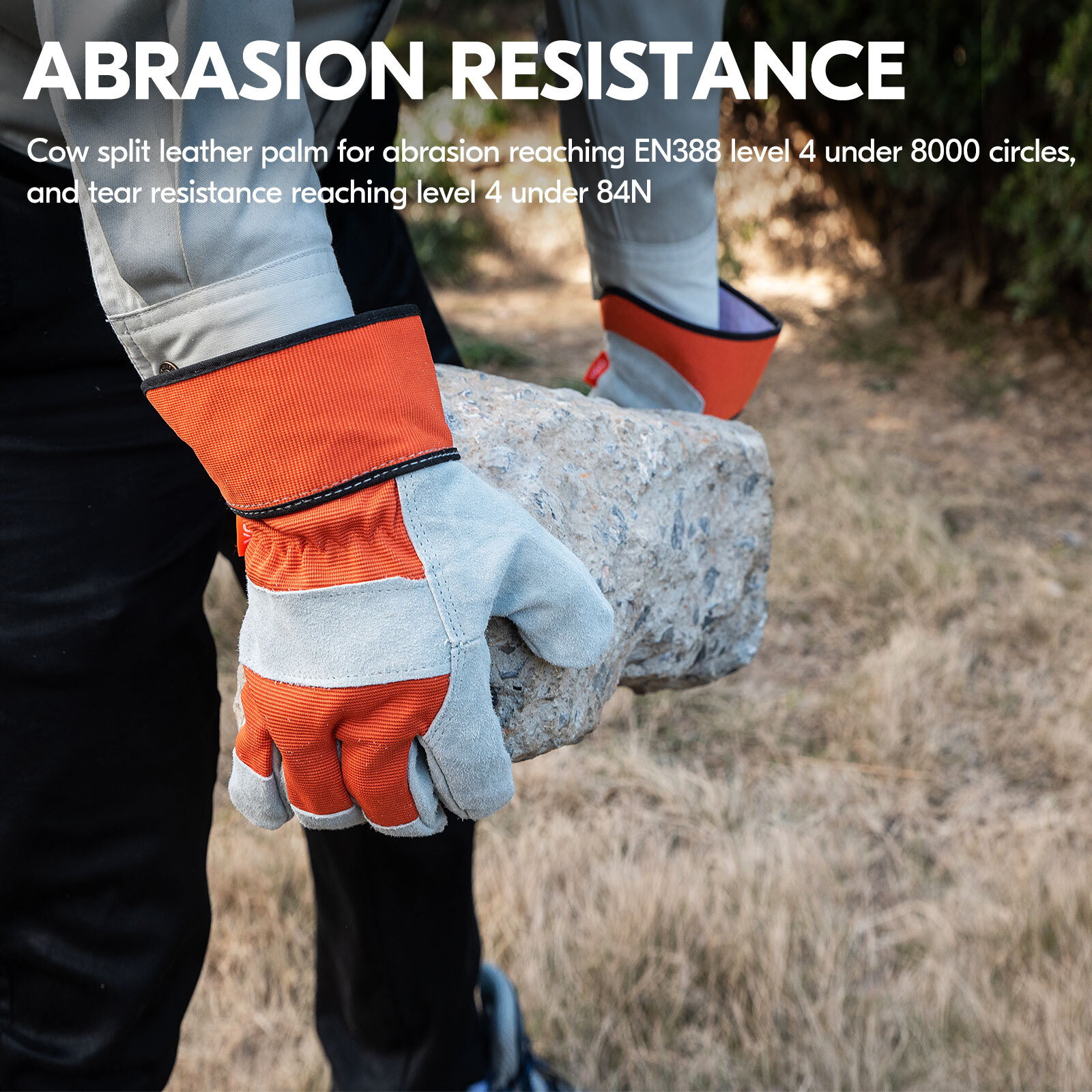 Vgo 1Pair Cow Split Leather Work/ Driver Gloves, Garden Gloves(CB3501-Blue)