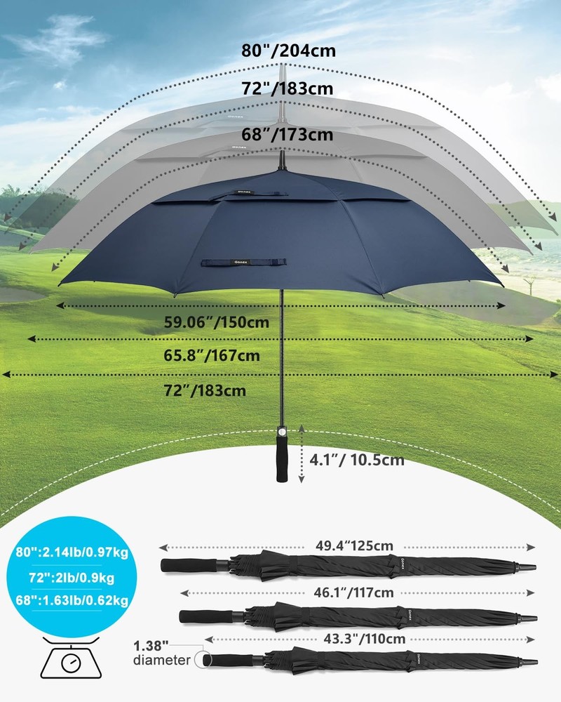 Gonex 80" Extra Large Golf Umbrella Automatic Open Windproof UV Protection Trave