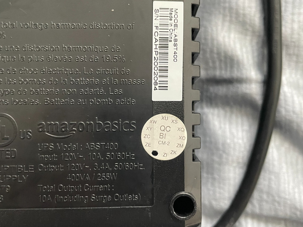 Amazon Basics UPS Battery Backup & Surge Protector, 400VA/255W, 6 Outlets
