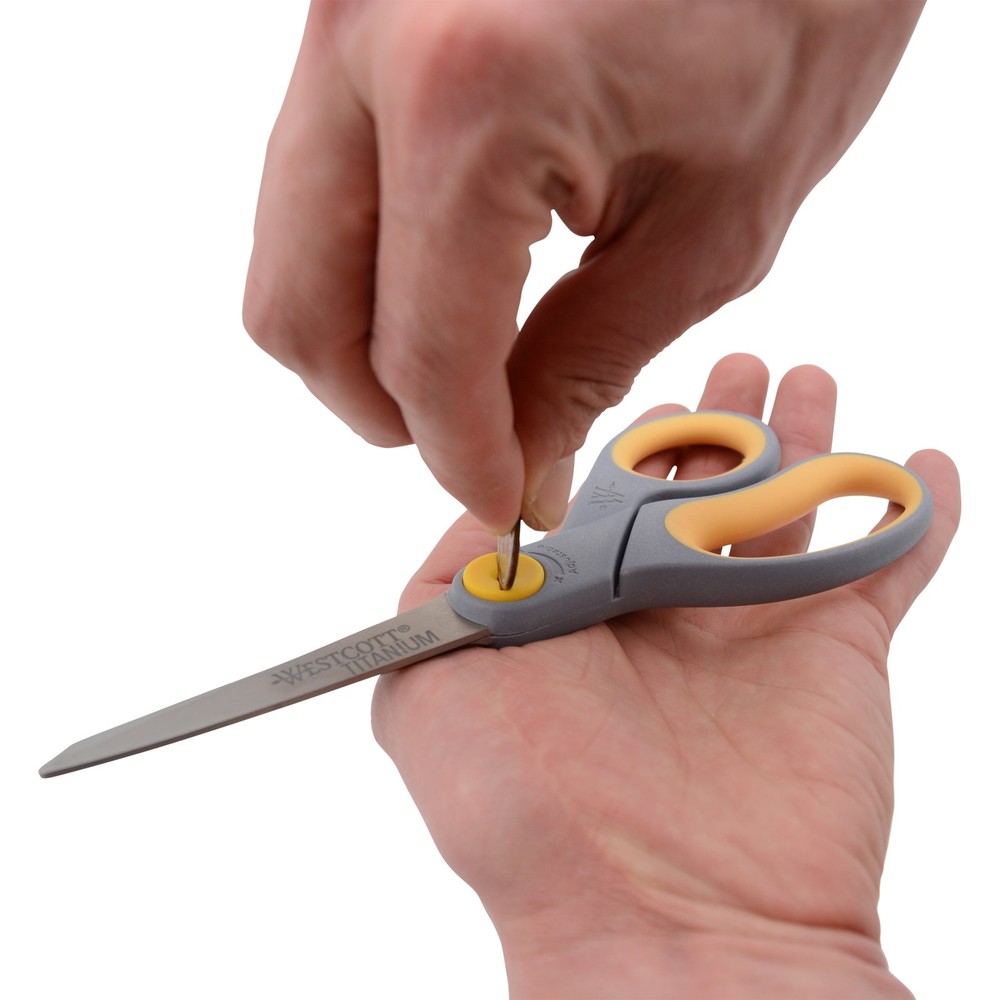 Westcott Titanium Bonded Adjustable Glide Scissors, 8", Grey & Yellow