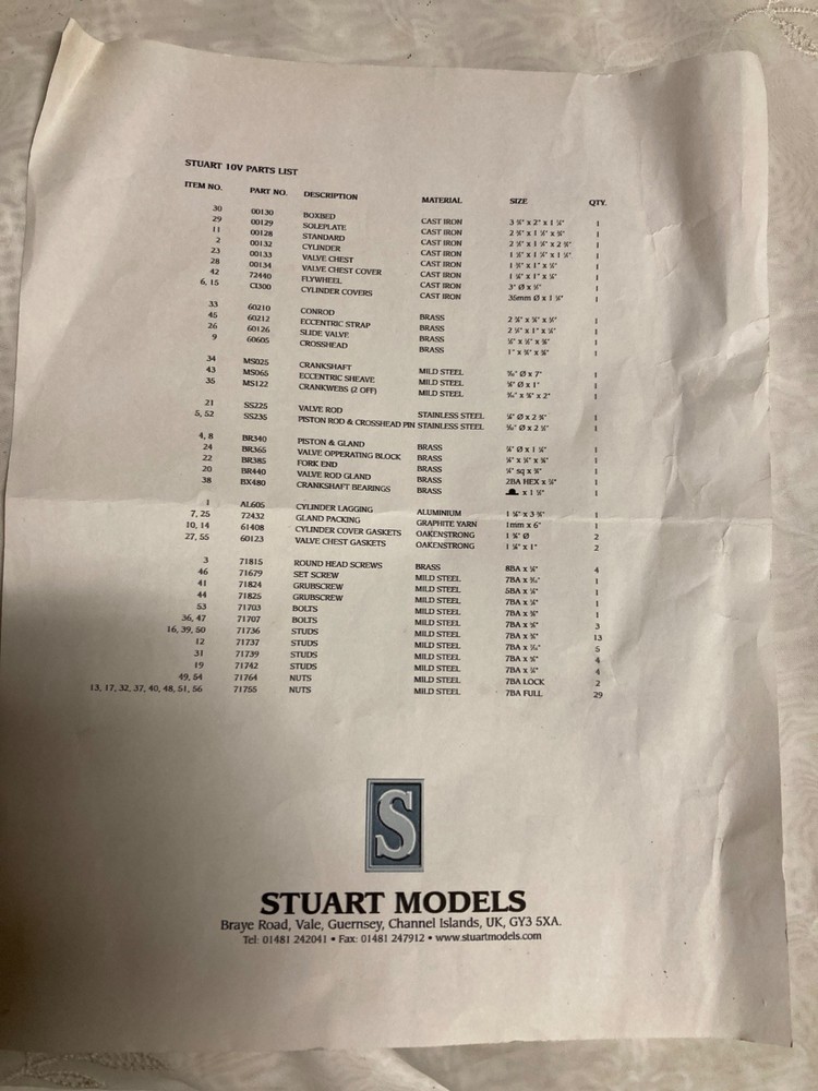Stuart Turner 10V Engine Machined Parts