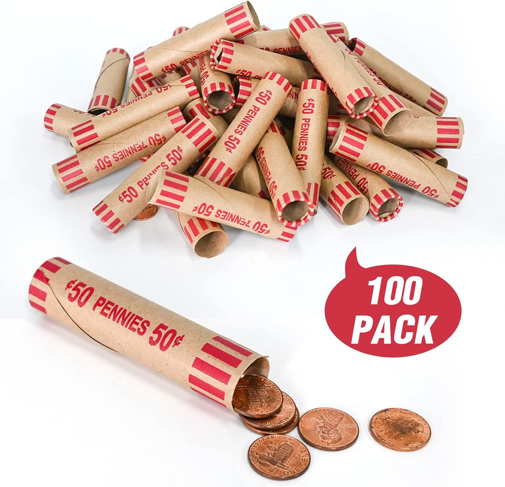 100 Preformed Penny Coin Wrappers Rolls