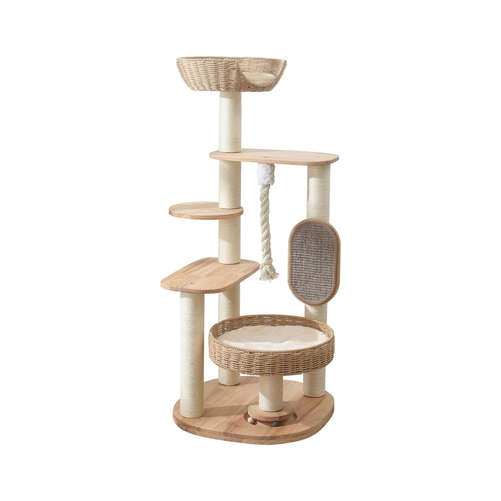 Large Cat Tree Tower 49.6" with Scratching Post, Multi-Level Condo & Bed