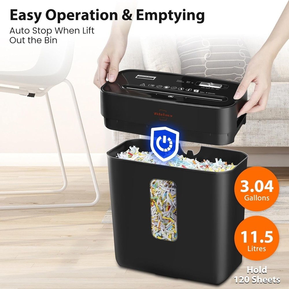 High-Security 8-Sheet Shredder – Effortless Emptying and User-Friendly Design
