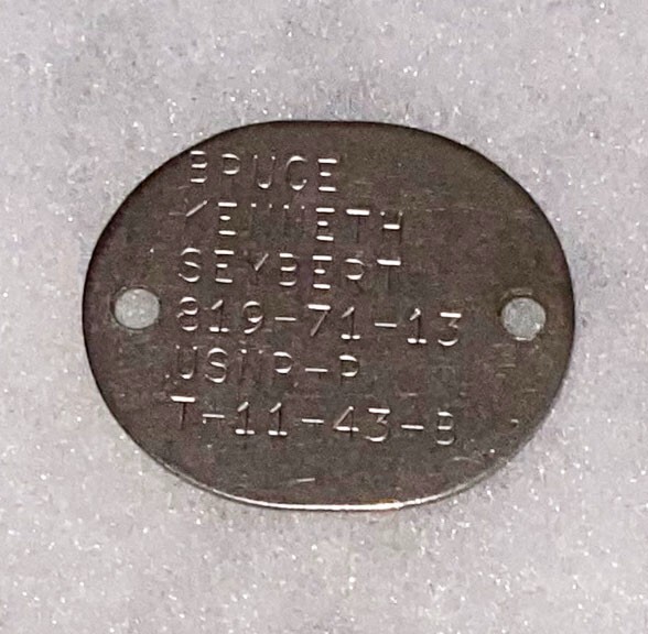 WWII USNR Bruce Seybert T-43 Single Dog Tag