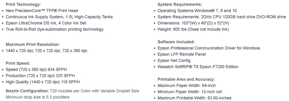 Epson F7200 Sublimation Printer