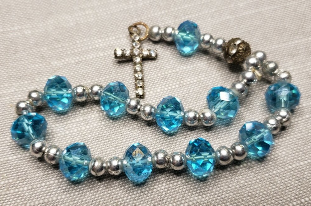 Vintage Rosary bracelet Turquoise beads Christian G93