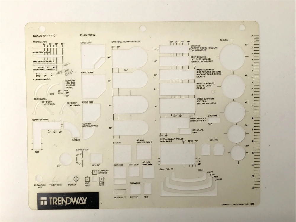 TRENDWAY Architectural Drafting Template Interior Design Desks Tables