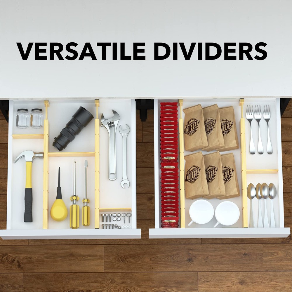 Bamboo Drawer Dividers Inserts, 3 Sizes, 9 Pack