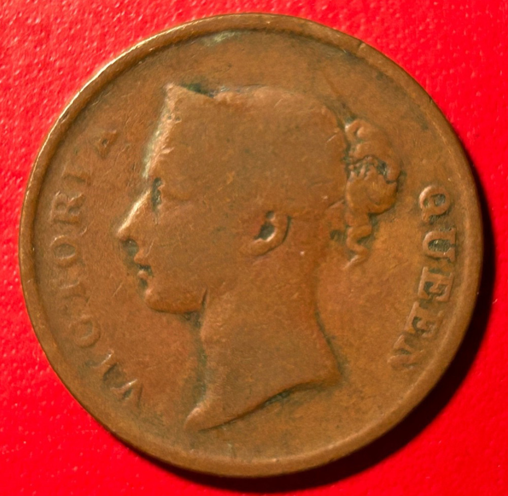 Straights Settlements 1862 One Cent Coin VG