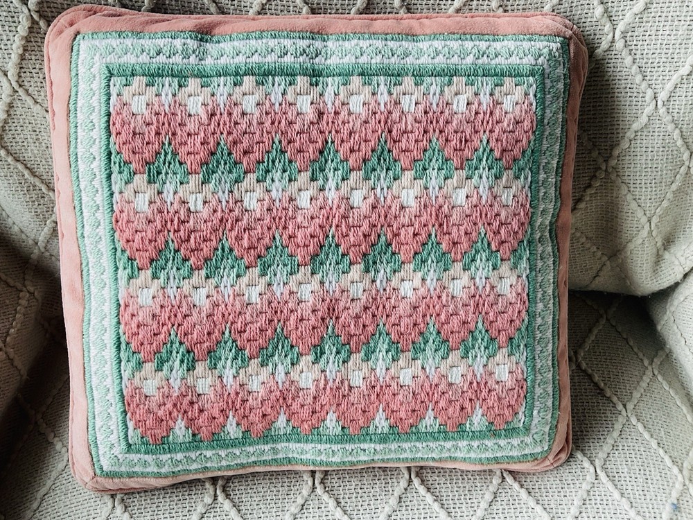 Vintage Bargello Needlepoint Pillow