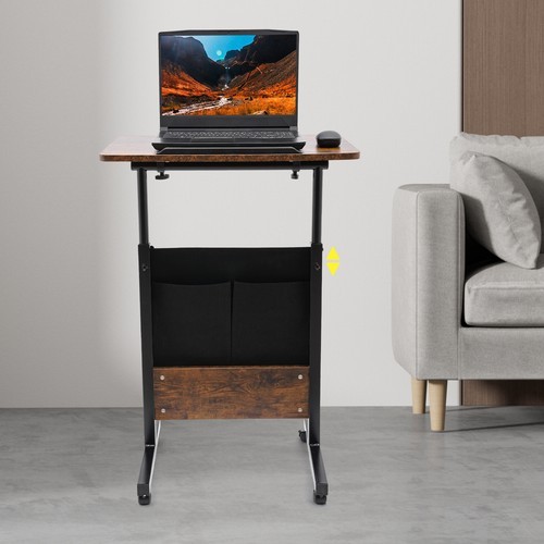 Office Rolling Laptop Desk Adjustable Height Computer Table 32-47in W/ Storage