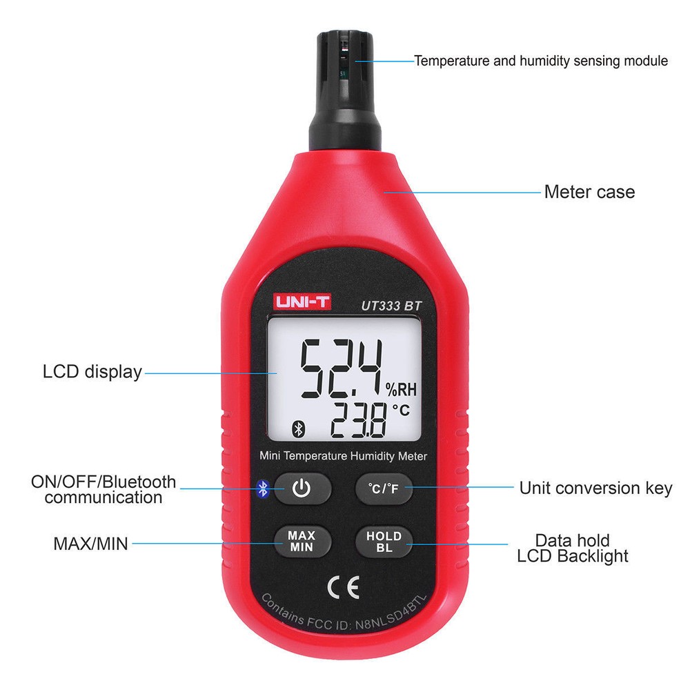 UT333BT Mini Temperature Meter Hygrometer LC Bluetooth Thermometer Digital