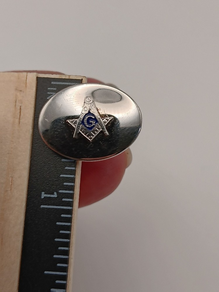 Cuff Links, 1/2" Silver tone, oval Masonic