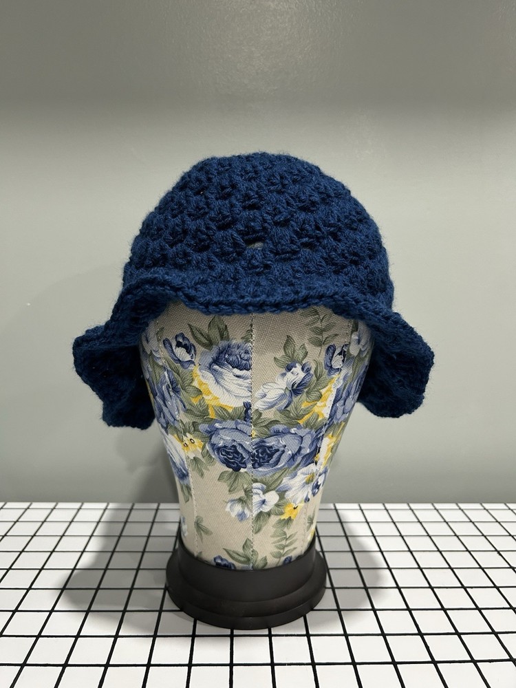 Handmade Blue Crochet Bucket Hat