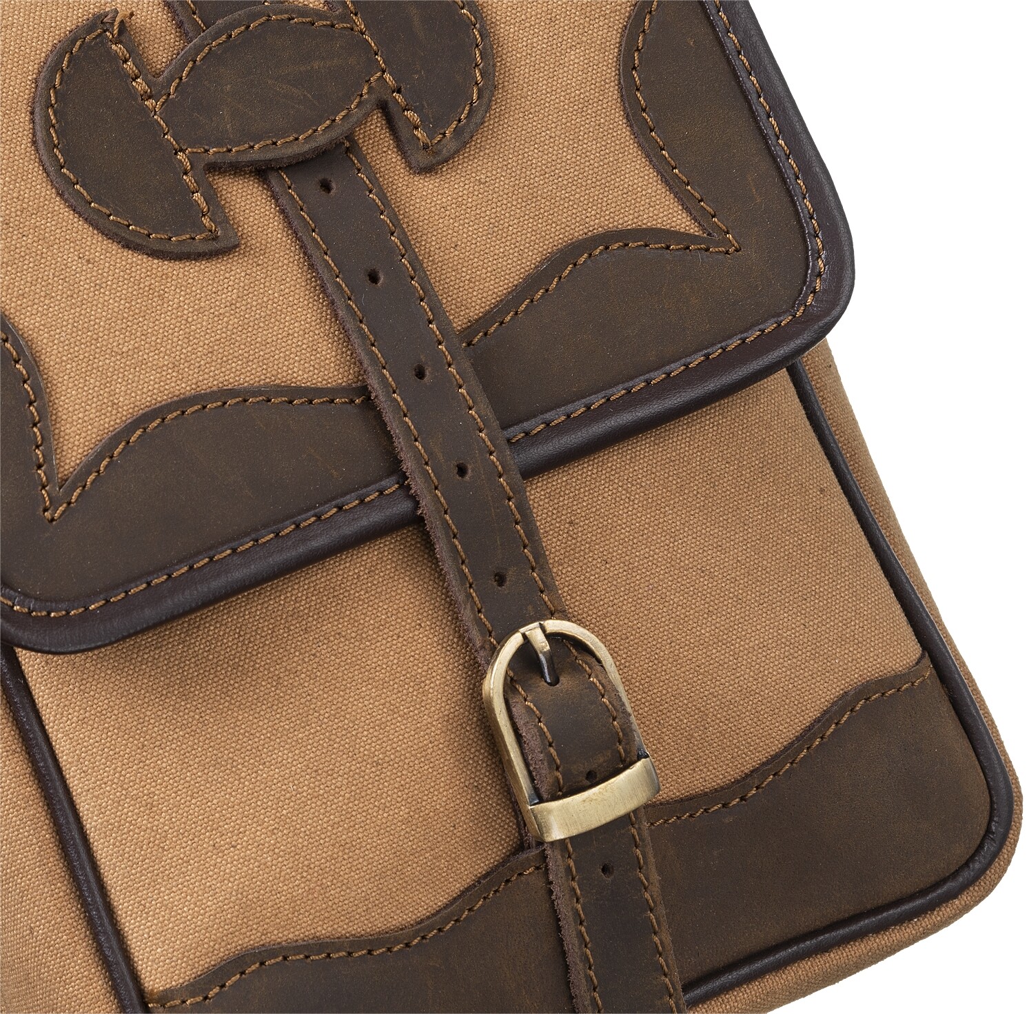 Western Saddle Canvas Horn Bag - Canvas with Leather Accents - Black, Tan - Sage