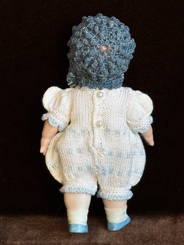 Antique German 4.5" All Bisque Georgene Averill Bonnie Babe Sleepy Eye Baby Doll