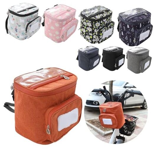 Motorcycle Handlebar Storage Bag - Multi-Functional Organizer with Orange