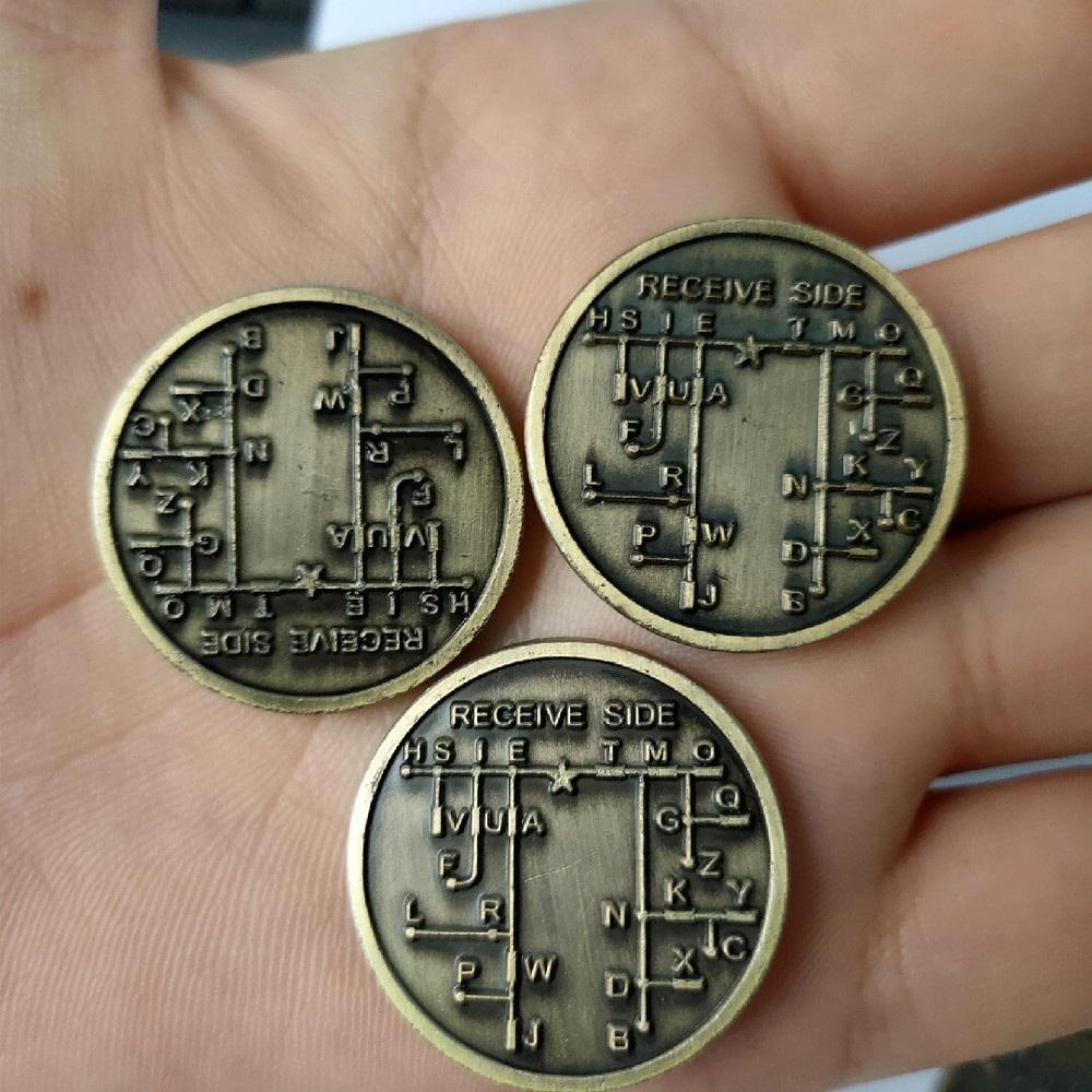 3pcs CW Morse Code Decoder Chart Medal Coin Morse Commemorative Coin Gift Prize