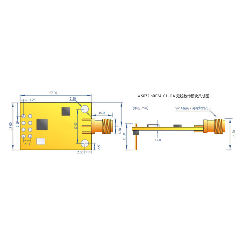 NRF24L01+PA/2.4G/+22dBm/RF Module/Wireless Data Communication Transceiver/1800m