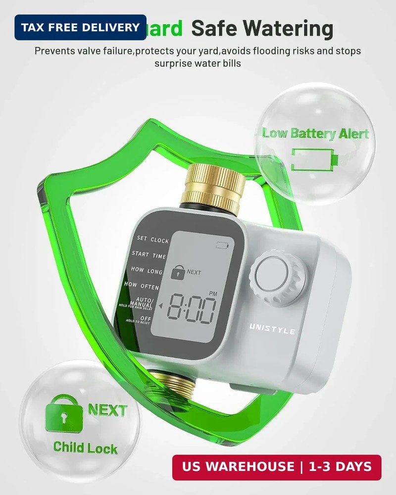 [2026 Upgrade] Sprinkler Timer with Brass Inlets & Outlets, Unistyle Programmabl