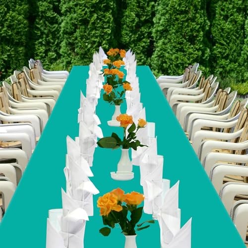12 Pack 54 x 108 Inch Disposable Plastic Tablecloths Rectangular Rectangle Teal