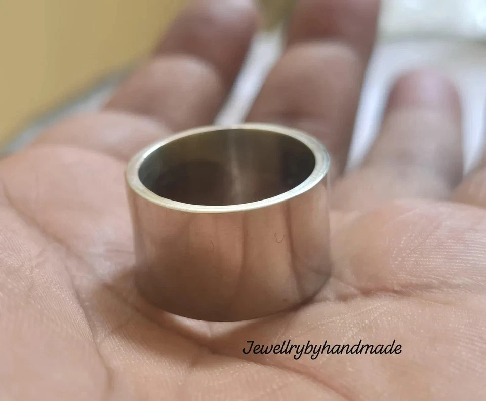 Heavy Solid 925 Sterling Silver Wide Band Statement Handmade Smooth Thick Dome