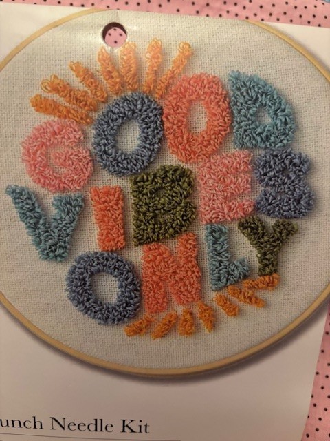 Loops & Threads Punch Needle Kit Good Vibes 6" Loop New Free Ship