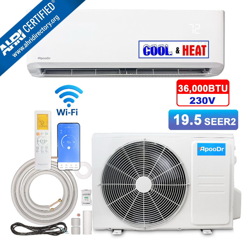 36000 BTU Mini Split 19.5 SEER2 INVERTER Air Conditioner Heat Pump AC 220V WIFI