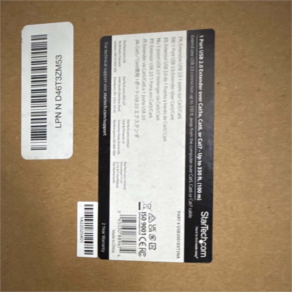StarTech.com USB 2.0 Extender KVM Switch Box Cat5/Cat6/Cat7 330 ft Black