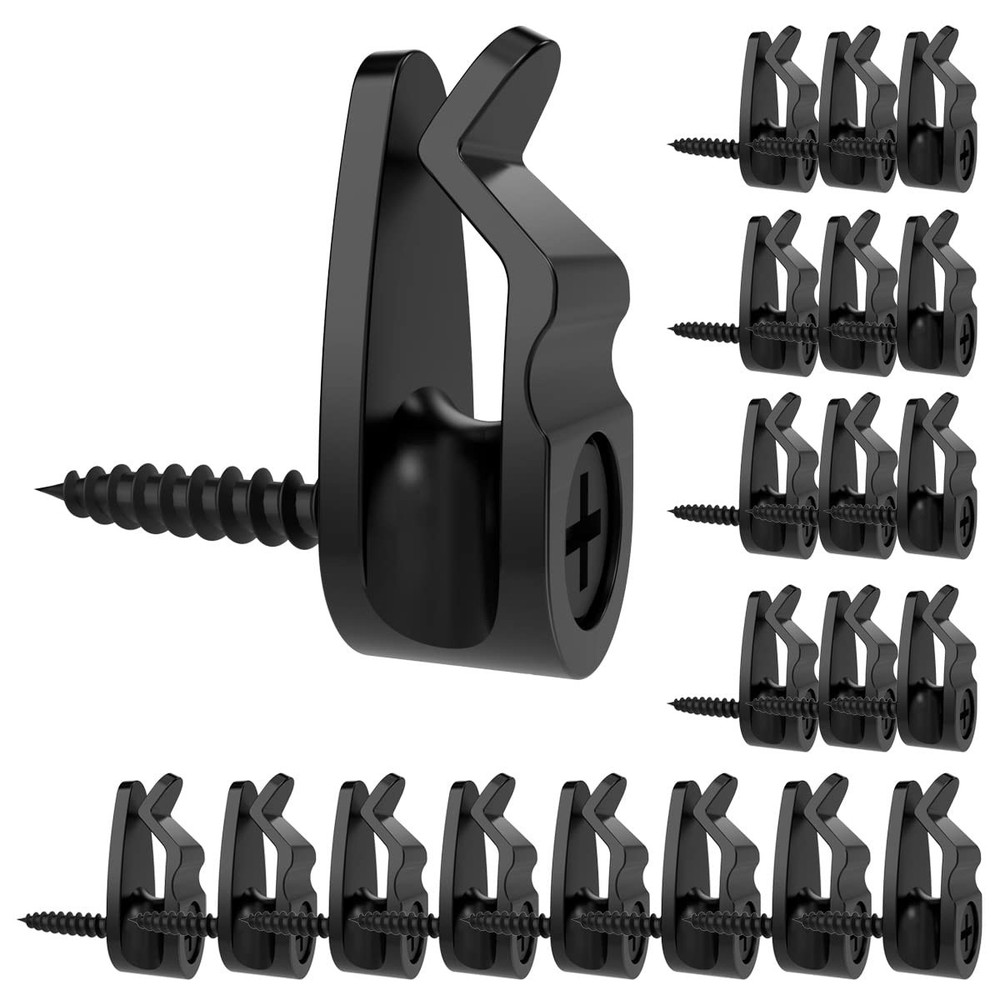 GEZIDEA String Light Hanger Hooks,Screw in Hooks for Hanging Small, Black