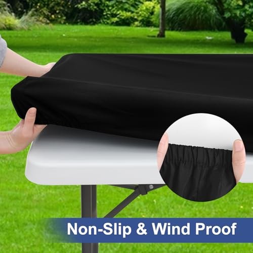 6 Foot Rectangle Elastic Fitted Tablecloth, 72" x 30" (Rectangular) 1 Black