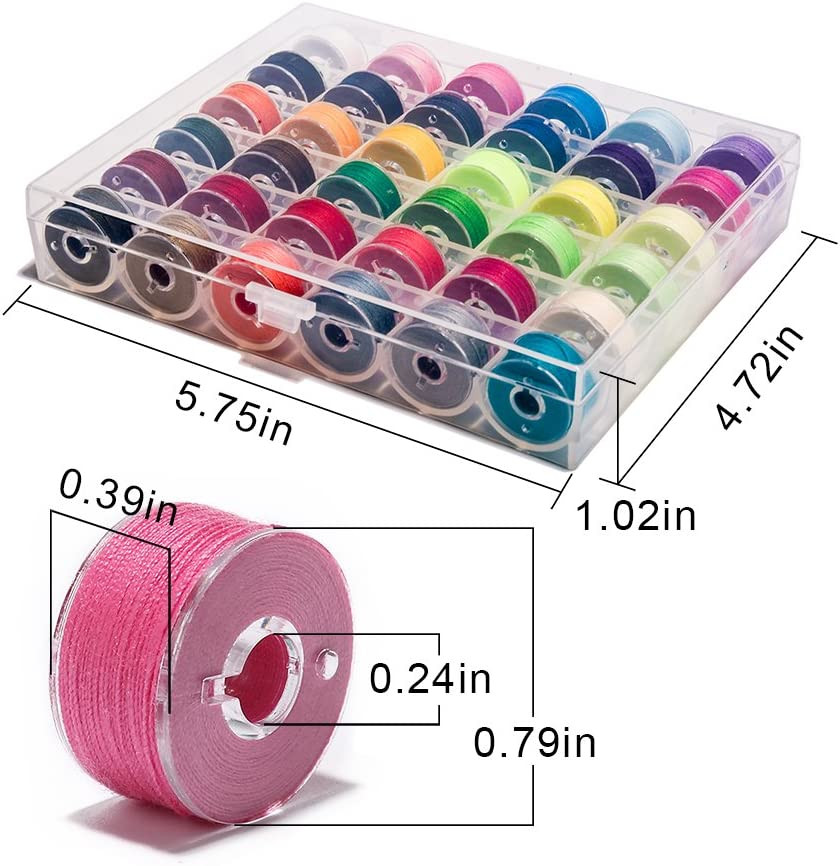 36Pcs Bobbins and Sewing Threads with Bobbin Case for Multiple Sewing Machine, P