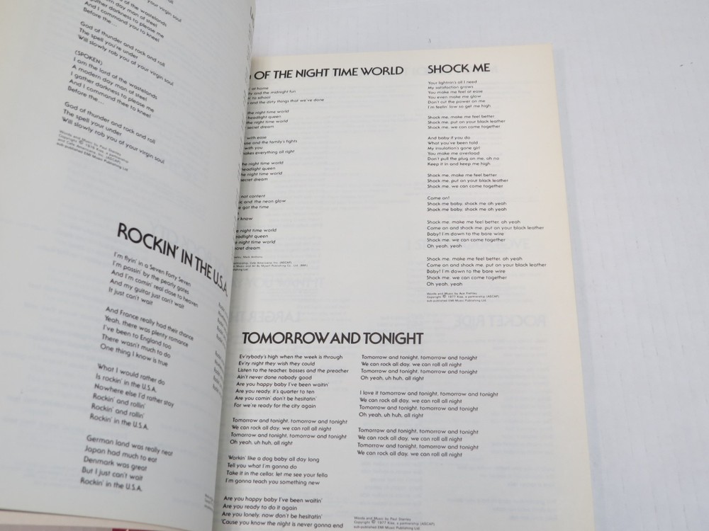 KISS ALIVE II UK SONGBOOK AUCOIN 1980